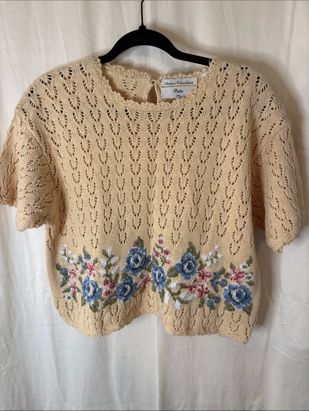 Marisa Christina Openwork Knit Petite Sweater